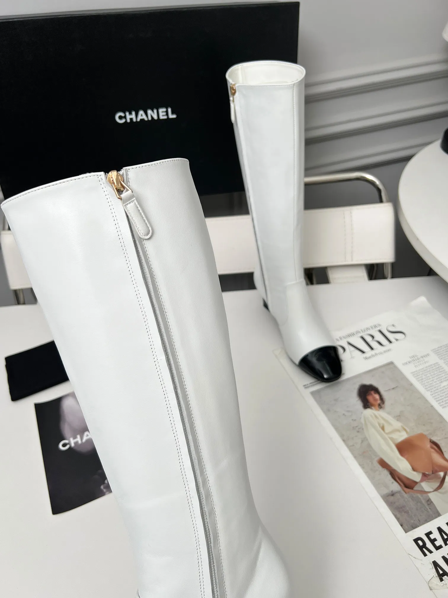 👟👟Ex-factory price 700👟👟 Genuine leather sole +30 Chanel/Chanel double C high-heeled fashion boots, fabric: Xiaoxiang special cowhide:, lining: sheepskin; color: black, white; apricot; code number: 5-40 (customized 41, non-refundable), 16-inch high boots